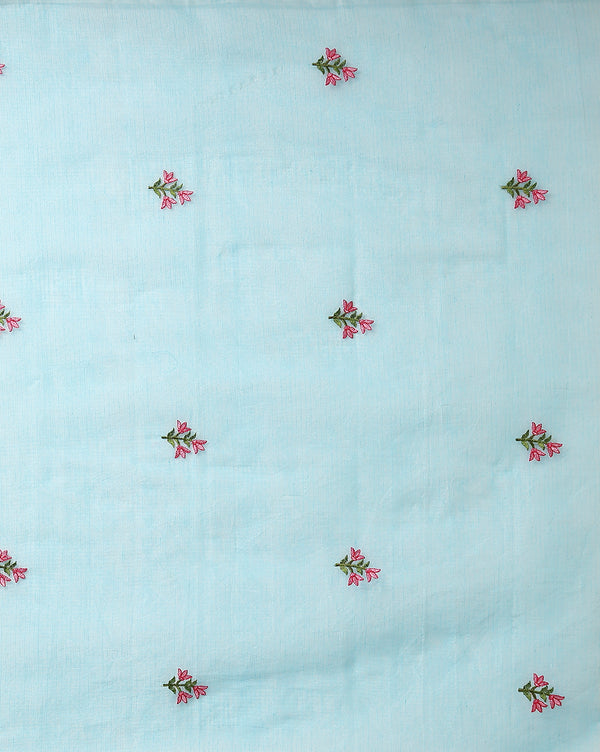 Chikankari Resplendent Kota Doria Blue Suit (Top+Dupatta)