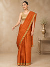 Kota Doria Pure Silk Orange Saree Hand Dyed with Blouse-Indiehaat