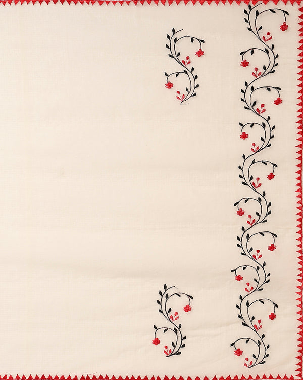 Embroidered Elegant Kota Doria White Suit (Top+Dupatta)