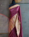 Eclipsing Banarasi Silk Linen Handloom Purple Saree