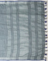 Smoky Slub Linen Hand Dyed Gray & Blue Saree