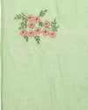 Earthy Kota Doria Green Pure Cotton Floral Embroidery Saree