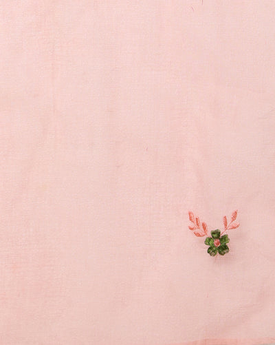 Earthy Kota Doria Green Pure Cotton Floral Embroidery Saree