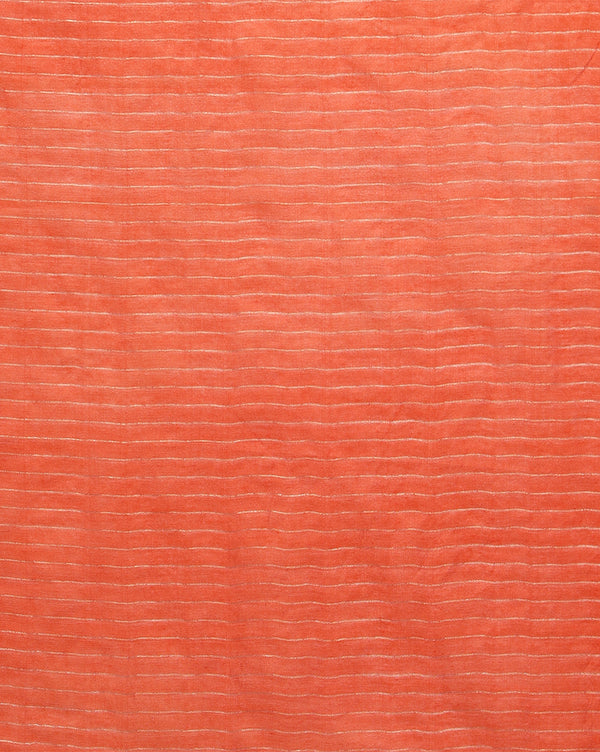 Striped Kota Slub Sequence Pallu Saree Hand Dyed Orange