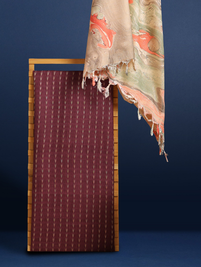 Abstract Katan Silk Tie Dyed Wine & Beige Suit