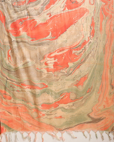 Abstract Katan Silk Tie Dyed Wine & Beige Suit