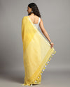 Gleaming Pure Linen Handloom Saree Embroidered Yellow