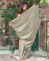 Hand Dyed Pure Tissue Linen Gray Color Saree With Running Blouse Hand Dyed-Indiehaat