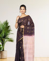 Pure Kota Silk Saree Wine Brown Weaving Triangle