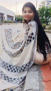 Surreal Pure Linen Hand Cutwork Design Off White Saree