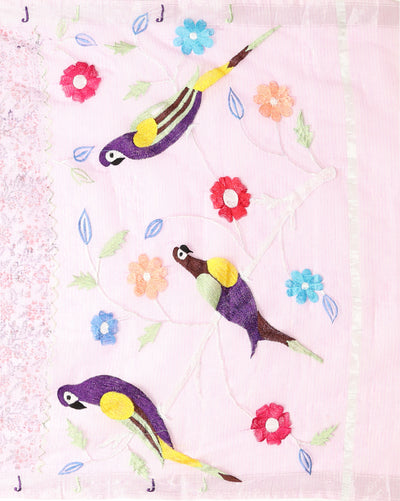 Kota Doria Paithani Embroidery Designer Saree Lavender