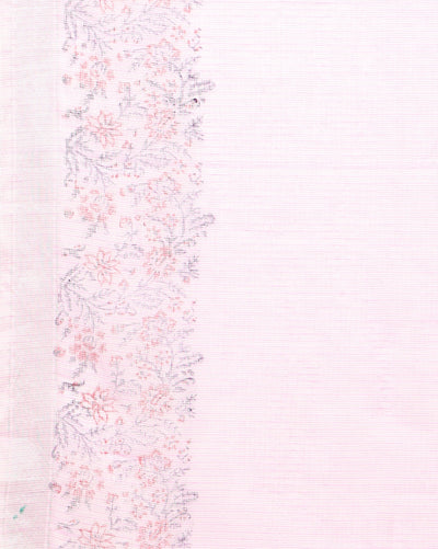 Kota Doria Paithani Embroidery Designer Saree Lavender