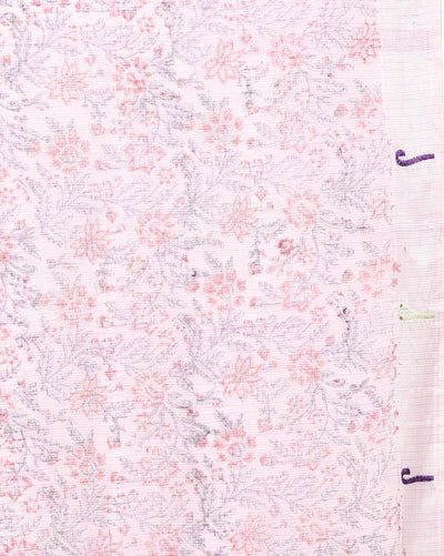 Kota Doria Paithani Embroidery Designer Saree Lavender