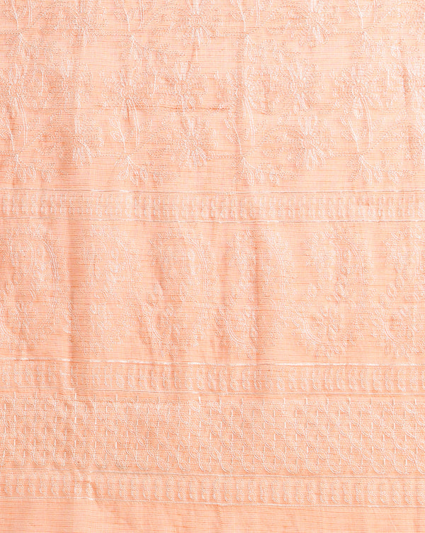 Embroidered Kota Doria Suit Orange (Top+Dupatta+Bottom)