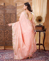 Silkmark Certified Unique Pure Tussar Cutwork Peach Saree