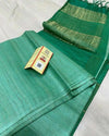 Silkmark Eri Silk Tussar Striped Green Saree