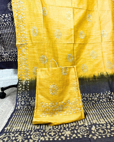 Intriguing Khadi Cotton Wax Batik Hand Dyed Black Suit