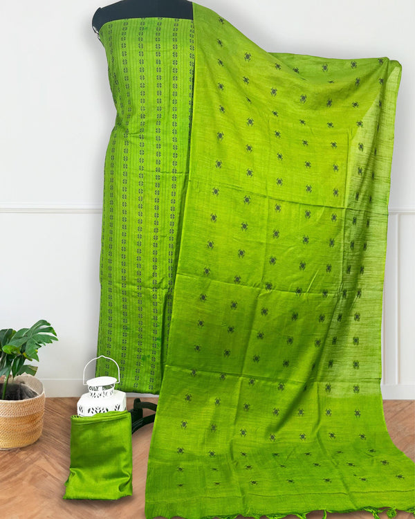 Katan Silk Exquisite Handcrafted Green Suit