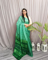 Silkmark Eri Silk Tussar Striped Green Saree