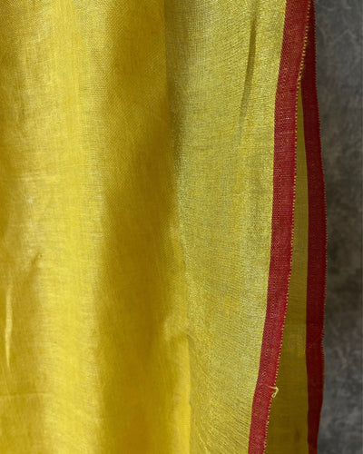 Empowering Handwoven Pure Linen Yellow Saree