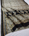 Kalamkari Chanderi Silk Saree Blockprinted Coffee White