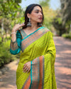 Indiehaat|Paithani Silk Zari Woven Contrast Green Saree