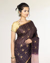 Pure Kota Silk Saree Wine Brown Weaving Triangle