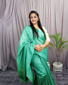 Silkmark Eri Silk Tussar Striped Green Saree