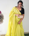 Handcrafted Kota Silk Golden Poppy Yellow Plain Saree