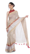 Embroidered Bansbara Tussar Silk Saree Pale Silver