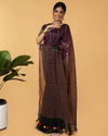 Shining Pure Linen Kantha Work Saree Black