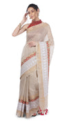 Embroidered Bansbara Tussar Silk Saree Pale Silver