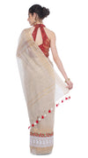 Embroidered Bansbara Tussar Silk Saree Pale Silver