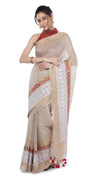 Embroidered Bansbara Tussar Silk Saree Pale Silver