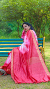 Kota Silk Saree Pink Color with Sequence Pallu and running blouse-Indiehaat