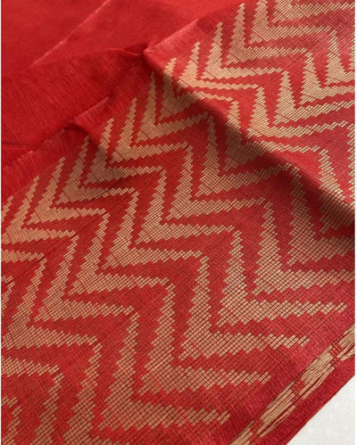 Vivid Silkmark Certified Chanderi Silk Red Saree