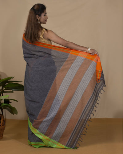 Handloom Mark Patteda Anchu Enchanting Black Cotton Saree