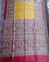 Silkmark Tussar Fanciful Madhubani Yellow & Red  Saree