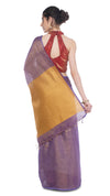 Tissue Linen Purple Saree Gold Shimmer Pallu