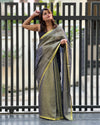 Hand Dyed Pure Tissue Linen Violet Color Saree With Running Blouse Hand Dyed - IndieHaat