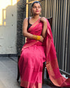 Handloom Jayashree Silk Saree Pink Color with Running Blouse - IndieHaat