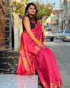 Handloom Jayashree Silk Saree Pink Color with Running Blouse - IndieHaat