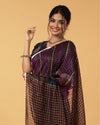 Shining Pure Linen Kantha Work Saree Black