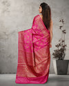 Silkmark Certified Banarasi Muga Tussar Raspberry Pink Saree