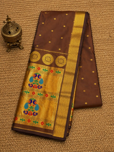 Rajdhara Handloom Paithani Silk Saree Rich Brown