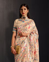 Indiehaat | Khyber Silk Off-White Banarasi Brocade Saree