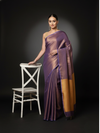 Tissue Linen Purple Saree Gold Shimmer Pallu