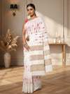 Dazzling Eri Tussar Silk Embroidered Cream Saree