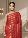 Stunning Pure Linen Striped Red & Yellow Saree