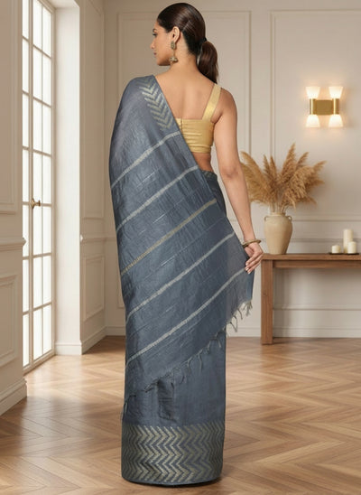 Incandescent Chanderi Silk Gray Saree